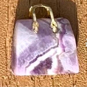 🆕DREAM AMETHYST GENUINE NATURAL STONE QUARTZ CARVED PURSE BAG TOTE CHARM #9